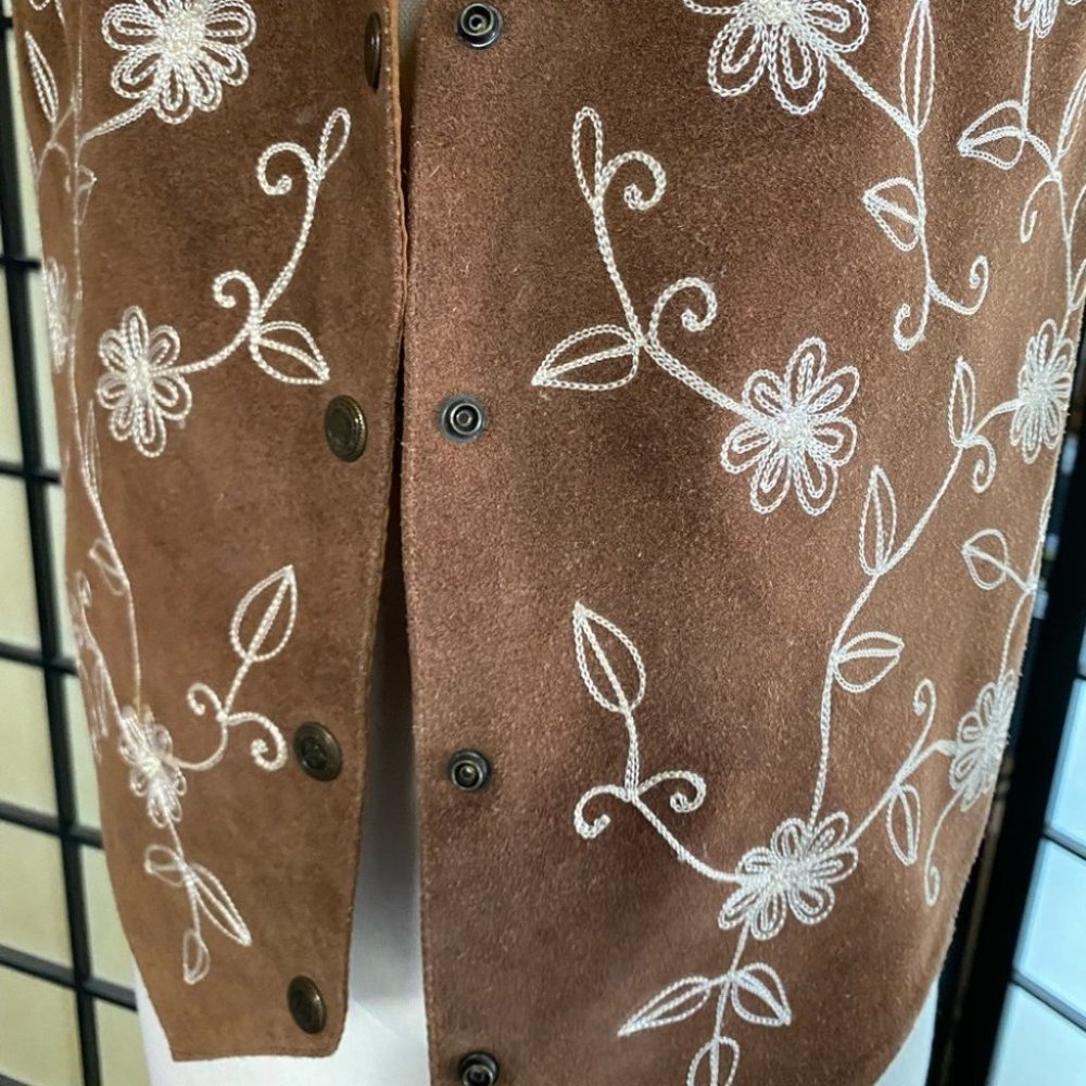 Vintage Agapo Embroidered Leather Vest - Picture 3 of 8